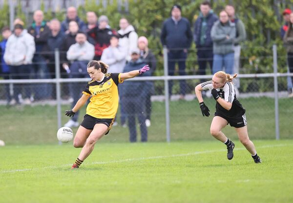 Lauren Dwyer lines up a shot at goal during the Leinster Final Photo: Pat Ahern