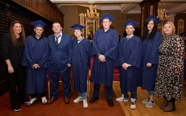 Graduates with tutors Laura Kelly and Catherine McCathy Graduates with tutors Laura Kelly and Catherine McCathy