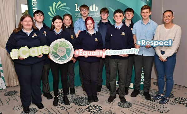 Student council members from Coláiste Aindriú with their teacher Charlotte Sealey
