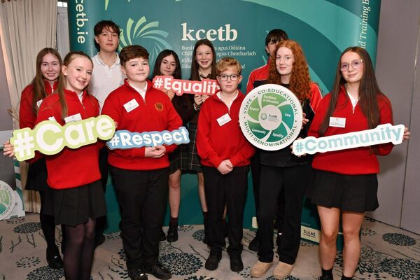 Student council members from Gaelcholáiste Cheatharlach