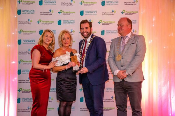 Lifetime Achievement Award winner Dympna Bramley with cllr Fintan Phelan, cllr Fergal Browne and Melissa Doyle