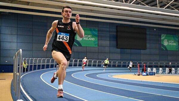 Marcus Lawler of Clonliffe Harriers AC, Dublin, competes in the men's 200m