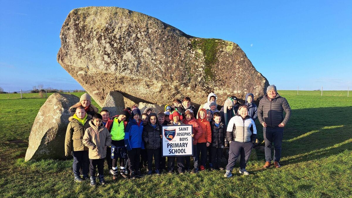 Pupils check out Browneshill Dolmen