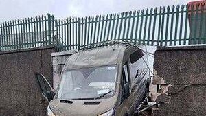 Defence Forces van smashes half way through wall at Cork Army barracks Defence Forces van smashes half way through wall at Cork Army barracks