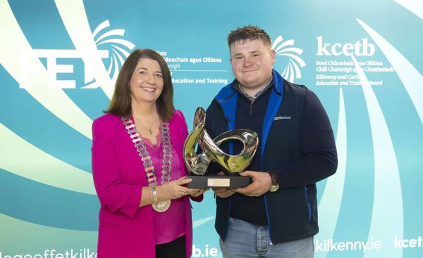 Cllr Andrea Dalton with Quentin Smyth, who won a World Skills title