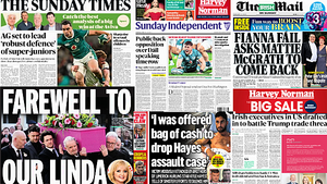 What the papers say: Sunday's front pages What the papers say: Sunday's front pages