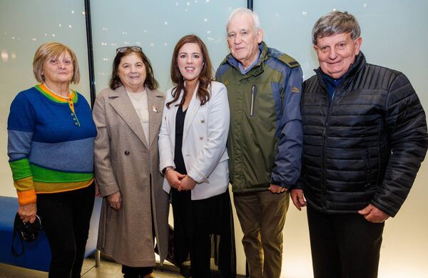 Celine Dooley, Bríd Whelan, Orlagh Ní Fhaolain principal Gaelcholáiste Cheatharlach, Colin Whelan and PL Curran Celine Dooley, Bríd Whelan, Orlagh Ní Fhaolain principal Gaelcholáiste Cheatharlach, Colin Whelan and PL Curran