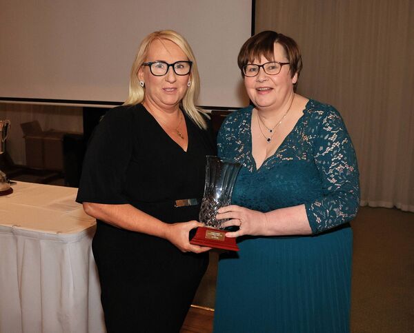 Linda Kenny (Burren Rangers Chairperson) presents Lisa Raleigh with the Club Person of the Year Award.
