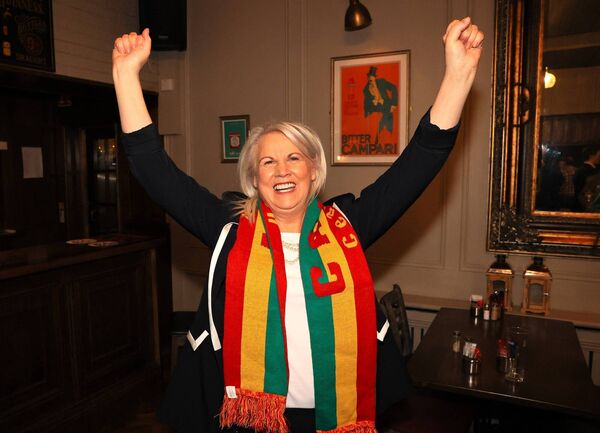 A delighted Jennifer flying the flag for Carlow