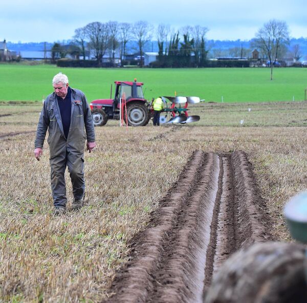 Martin Kehoe takes time out during the senior ploughing Photos: Roger Jones