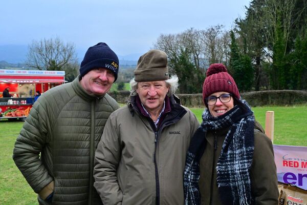 Michael Clarke, Dan Morrissey and Marion Lettner enjoying the sheep dog competition