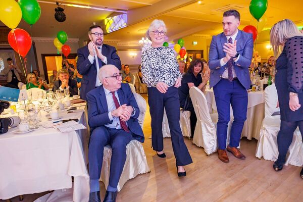 Patricia Amond-Lawler makes her way to the stage having been inducted into the Carlow Sports Hall of Fame Photo: michaelorourkephotography.ie