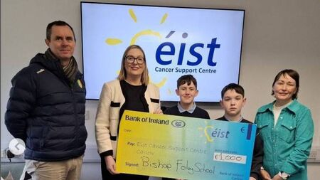 Kind-hearted Bishop Foley NS presents €1,000 to Éist