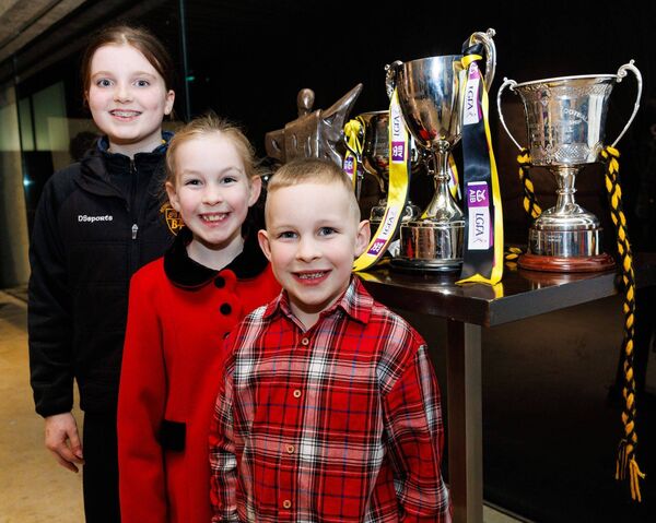 Isabel Lyons and Sophia and Tadhg Corcoran pictured at the event in Visual to honour the Bennekerry/ Tinryland Ladies Football Team