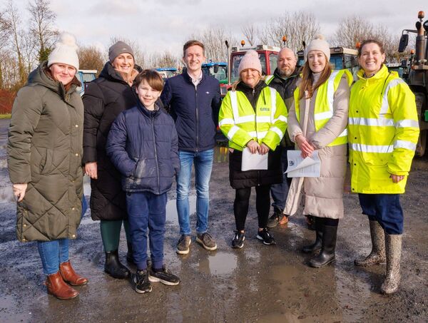 Cllr Daniel Pender with volunteers Orla Condell, Michelle Tunstead, Rosie Brennan, Michelle and Páidí Lynch, Olivia Flanagan and Gary McKenna at the Ballinabranna NS charity tractor run