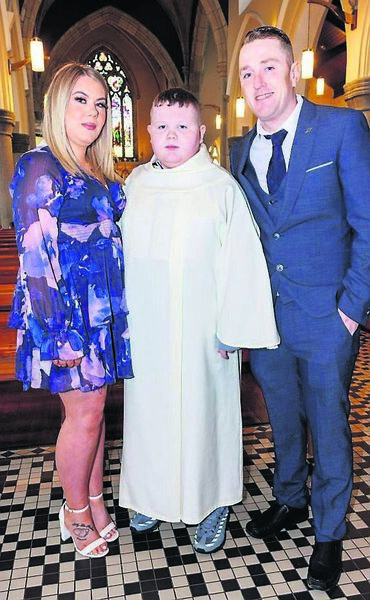 Billy Maher with his mother Cecilia and Patrick Williamson