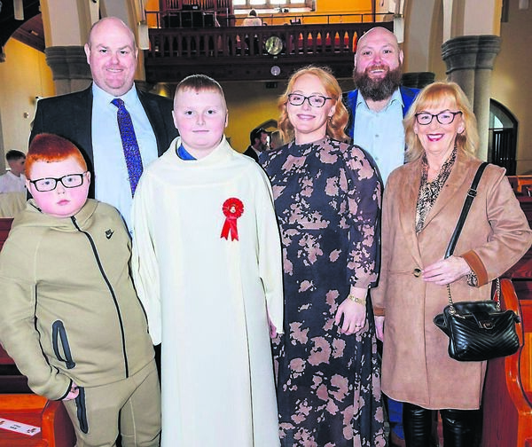 Sean Carr and his family pictured during the St Fiacc’s NS Confirmation day in St Clare’s Church, Graiguecullen
