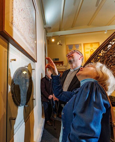 Now where is it! Looking for a name amongst the 183 hand stitched signatures on the 1899 tablecloth in Carlow County Museum were Avril Hogan, Carlow Methodist Church, and Rev. John Alderdice, President of the Methodist Church in Ireland. Photo: michaelorourkephotography.ie Now where is it! Looking for a name amongst the 183 hand stitched signatures on the 1899 tablecloth in Carlow County Museum were Avril Hogan, Carlow Methodist Church, and Rev. John Alderdice, President of the Methodist Church in Ireland. Photo: michaelorourkephotography.ie