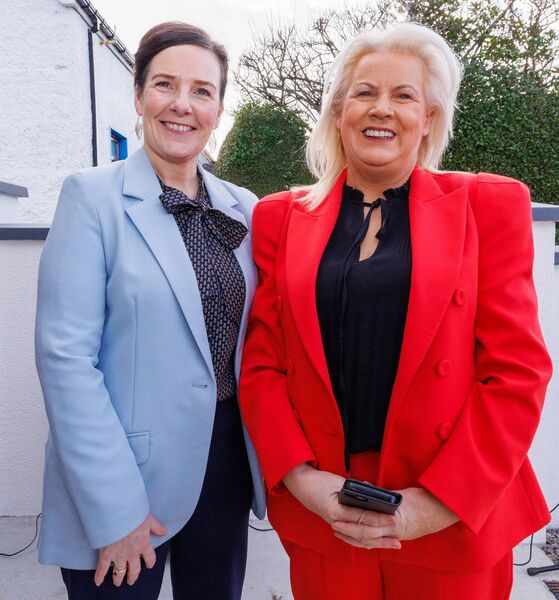 Deputy Catherine Callaghan and minister Jennifer Murnane O’Connor at the official opening of the Station House Community and Enterprise Connected Hub in Hacketstown. 