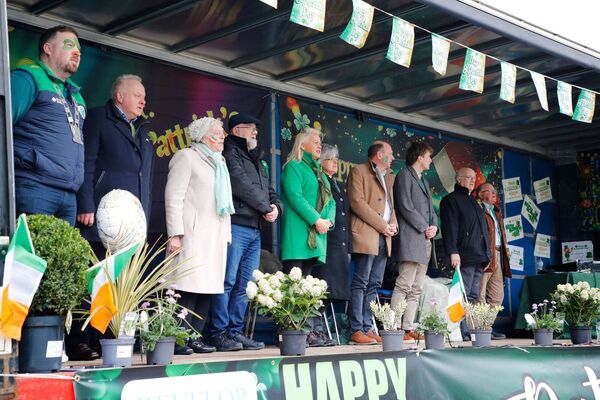The review stand at the St Patrick's Day parade in Tullow The review stand at the St Patrick's Day parade in Tullow