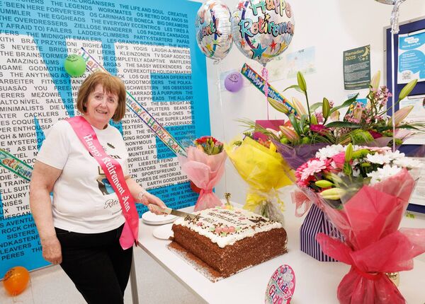 Ann Hurley cuts the cake as celebrates her birthday and retirement from Penneys Ann Hurley cuts the cake as celebrates her birthday and retirement from Penneys