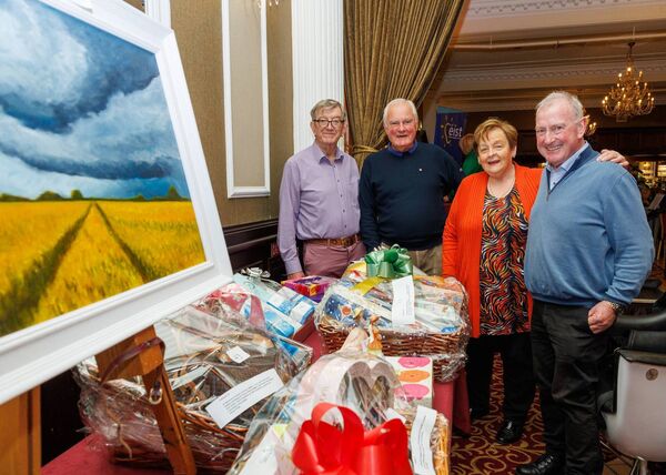 John O’Donovan, Bob Jeffers and Seamus Grogan from Carlow Lions Club with artist Ruth Coffey at the Carlow Lions Club charity auction in aid of the Eist Cancer Support Centre in the Seven Oaks Hotel John O’Donovan, Bob Jeffers and Seamus Grogan from Carlow Lions Club with artist Ruth Coffey at the Carlow Lions Club charity auction in aid of the Eist Cancer Support Centre in the Seven Oaks Hotel