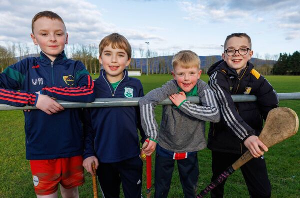 Adam Foley, Killian Grennan, Harry Kehoe and Donal Ryan at the St Mullins GAA Club 24-hour walkathon