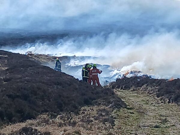 Bagenalstown fire crew on Mount Leinster last Wednesday 