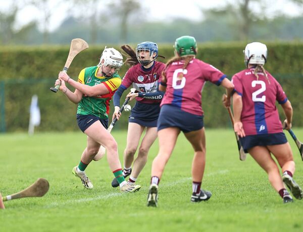 Sarah Sheehan scores a vital second half goal for Carlow Photo: Pat Ahern