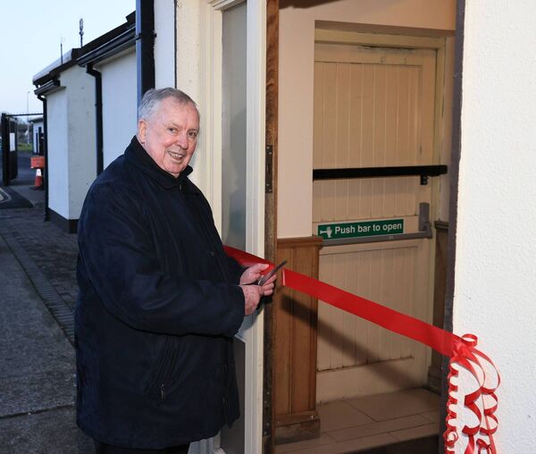 Gerry Brennan cuts the ribbon opening the training hub named in memory of his wife