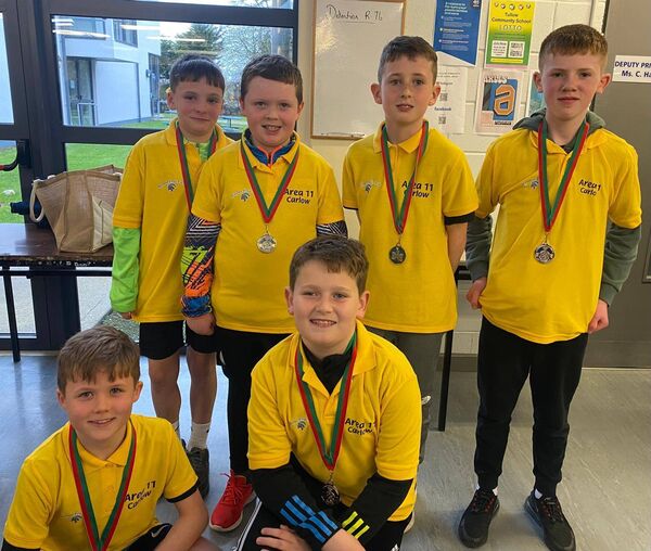 Bennekerry/Tinryland's U12 draughts county champions are (back l-r) Eli Morrissey, Seán Curry, Robert Curry, Aidan Cunningham; (front l-r) Darragh O Neill and Kenny Bolger. Missing from photo Caoimhe Keating. 
