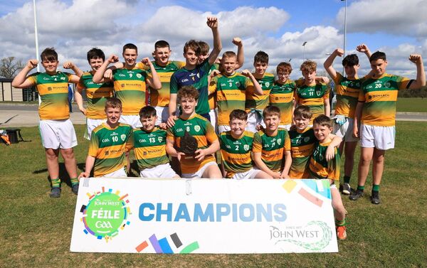 A delighted Rathvilly team after winning the Carlow Football Feile division 2 final. A delighted Rathvilly team after winning the Carlow Football Feile division 2 final.