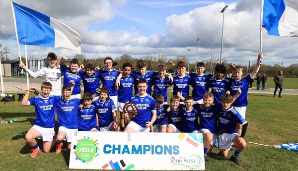 The O'Hanrahan's Carlow Feile Division 3 winning team celebrate their victory over Bagenalstown Gaels. The O'Hanrahan's Carlow Feile Division 3 winning team celebrate their victory over Bagenalstown Gaels.