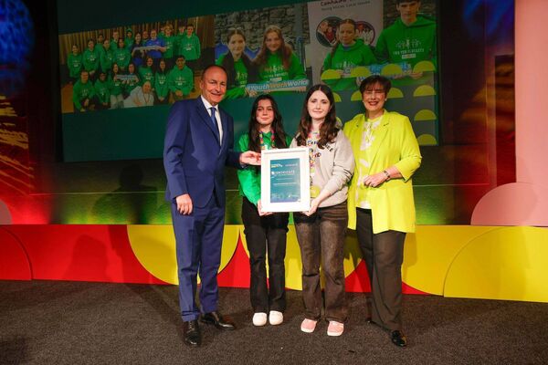 Aoife Kehoe and Isabel McGovern with taoiseach Micheal Martin and minister Norma Foley Aoife Kehoe and Isabel McGovern with taoiseach Micheal Martin and minister Norma Foley