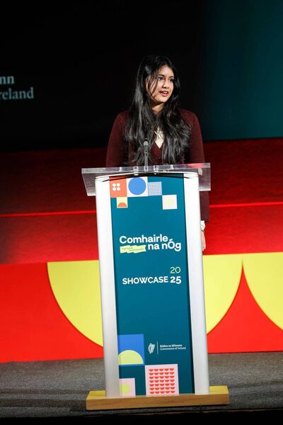 Tasfia Hossain, guest speaker at the Comhairle na nÓg national showcase Tasfia Hossain, guest speaker at the Comhairle na nÓg national showcase