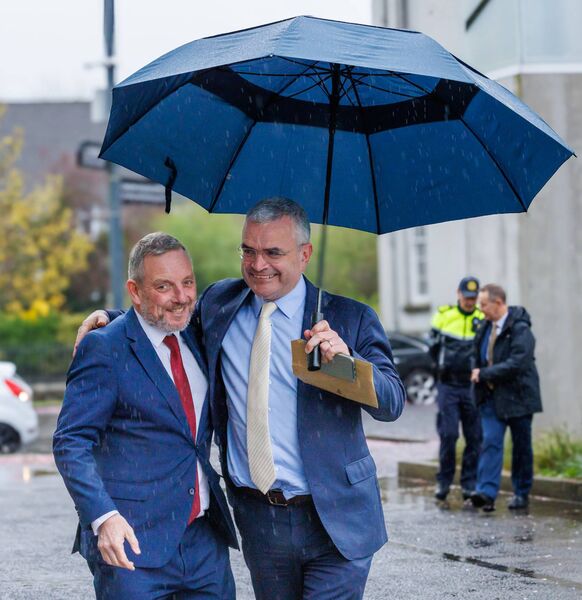 Sharing an umbrella as they arrive for the official opening and welcome concert of the Pan Celtic Festival in Visual, Carlow ministers Jerry Buttimer and Dara Calleary Sharing an umbrella as they arrive for the official opening and welcome concert of the Pan Celtic Festival in Visual, Carlow ministers Jerry Buttimer and Dara Calleary