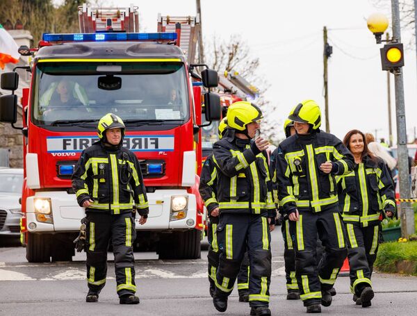 Members of the Hacketstown Fire Service lead off the Hacketstown Easter Parade
