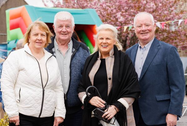 At the Hacketstown Easter Parade were Mary and Andy Doyle, minister Jennifer Murnane O’Connor and cllr John Pender