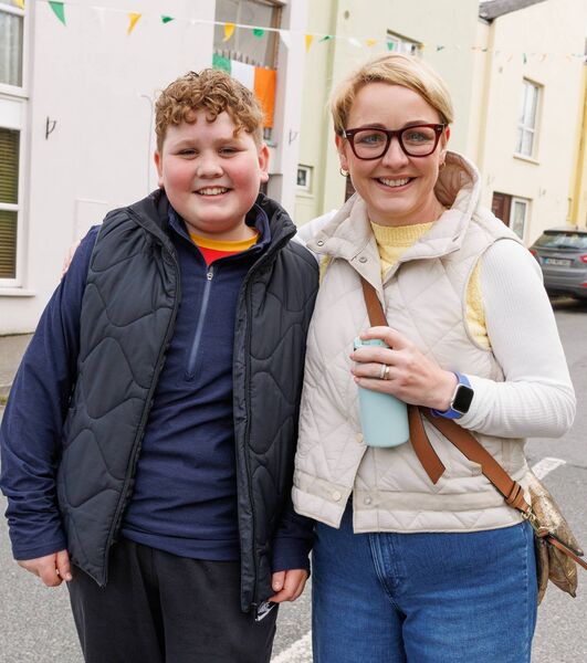 Catriona Cullen and her son Rory at the Hacketstown Easter Parade