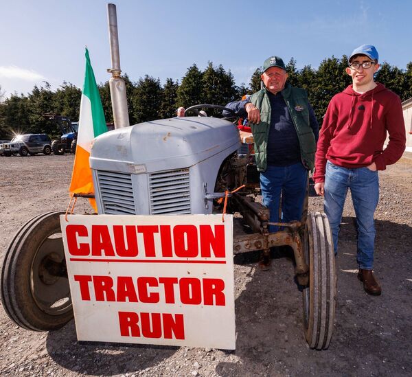 Pat Abbey and Ewan Morris at the Mid Carlow Community First Responders tractor run Pat Abbey and Ewan Morris at the Mid Carlow Community First Responders tractor run
