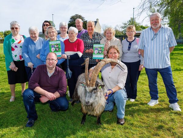 Service users of the Leighlinbridge Day Care Centre join Melissa, Carlow County Council's biodiversity officer Shane Casey and Diarmuid, an Old Irish Goat Service users of the Leighlinbridge Day Care Centre join Melissa, Carlow County Council's biodiversity officer Shane Casey and Diarmuid, an Old Irish Goat
