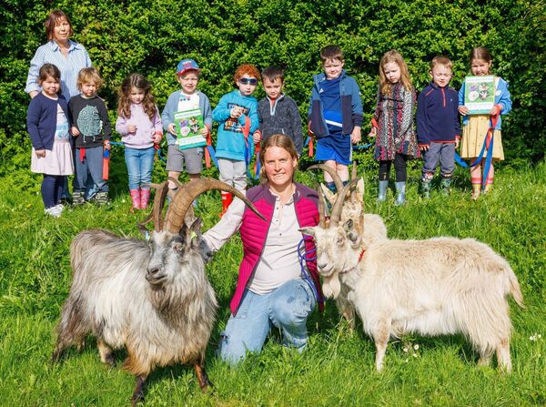 Children from Mary's Preschool in Bagenalstown with Melissa and the goats Children from Mary's Preschool in Bagenalstown with Melissa and the goats
