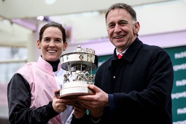 Jockey Rachael Blackmore and trainer Henry de Bromhead pictured after Bob Olinger won the Stayers hurdle, which turned out to be her final Cheltenham Festival winner. Photo: INPHO/Tom Maher Jockey Rachael Blackmore and trainer Henry de Bromhead pictured after Bob Olinger won the Stayers hurdle, which turned out to be her final Cheltenham Festival winner. Photo: INPHO/Tom Maher