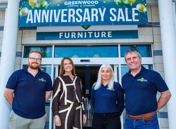 Schira Lane (second left) and John Lane (right) proprietors of Greenwood Furniture with staff members James McEvoy and Sharon Cullen. Photo: michaelorourkephotography.ie Schira Lane (second left) and John Lane (right) proprietors of Greenwood Furniture with staff members James McEvoy and Sharon Cullen. Photo: michaelorourkephotography.ie