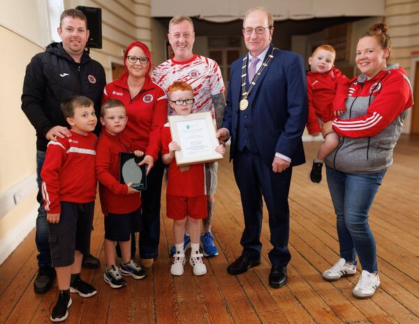 Paul Gardiner, chairman of Kilree Celtic Football Club, and members of the club