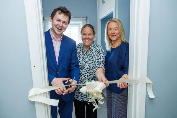 Adam Harris, founder and CEO of AsIAm, cuts the ribbon at the launch of the sensory room at Forward Steps Resource Centre in Tullow, helped by parent and trustee Fiona Kinsella and Áine Gahan, chair of Social Inclusion Forum Carlow Photos: michaelorourkephotography.ie Adam Harris, founder and CEO of AsIAm, cuts the ribbon at the launch of the sensory room at Forward Steps Resource Centre in Tullow, helped by parent and trustee Fiona Kinsella and Áine Gahan, chair of Social Inclusion Forum Carlow Photos: michaelorourkephotography.ie