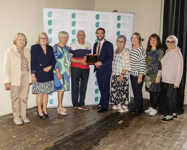 Elderflower Garden Club receive the Mayor's Award: Stella Whelan, Mary Moylan, Catherine and Phil Yeates, cllr Fintan Phelan, Helen Fanning, Mary Reddy, Luba Zagrebina and Albincz Vovekikovr