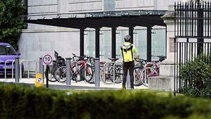 Construction of Leinster House bike shed was halted after manhole discovered on site Construction of Leinster House bike shed was halted after manhole discovered on site