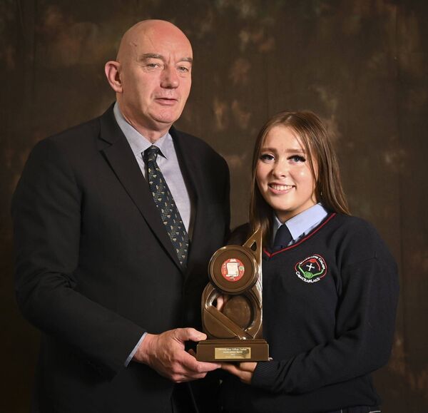 Bridín Quinn Award winner Kayla Mealey with principal Ray Murray Bridín Quinn Award winner Kayla Mealey with principal Ray Murray