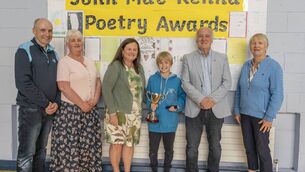 <p>Eoin Kirk, Mary O Hara, Carmel Quinn, Noah Murphy, John MacKenna and Mary Kaye Photos: Aisling Hyland</p>